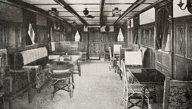 Vapor BUENOS AIRES. Salón Fumadores. Del Libro de Información para el Pasajero. Compañia Trasatlantica de Barcelona. Año 1923