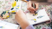 pintar con acuarela un ave