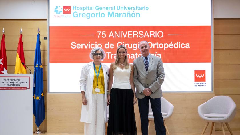 La viceconsejera Laura Gutiérrez en el acto de celebración del 75º aniversario del Servicio de Cirugía Ortopédica y Traumatología del Hospital público Gregorio Marañón
