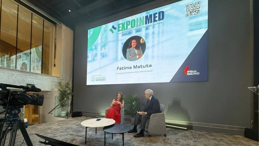 La consejera Matute en la presentación de la Feria Expoinmed