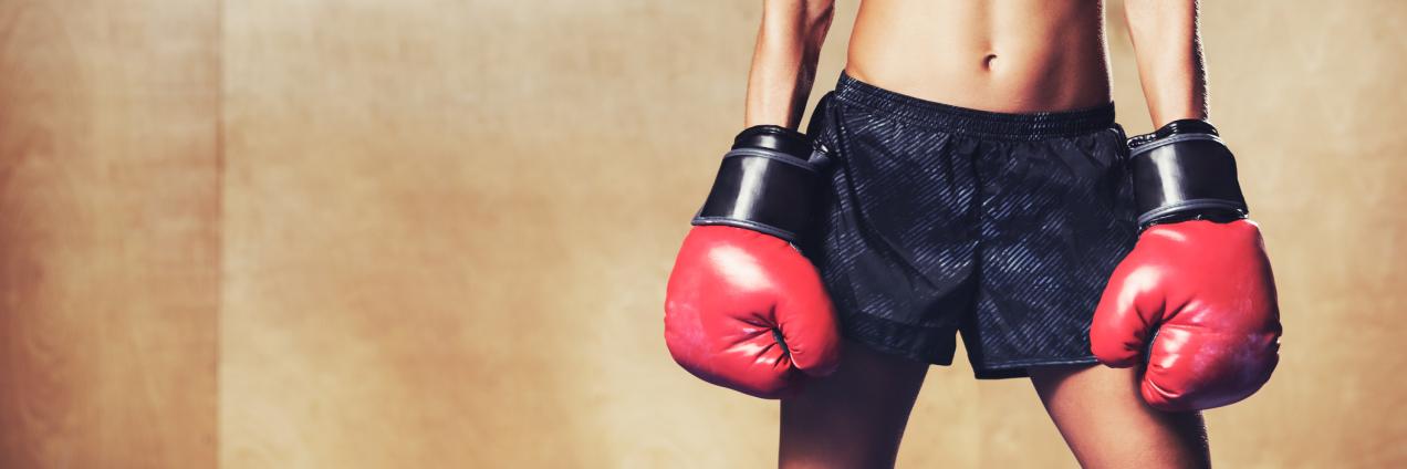 Boxeadora en posición relajada