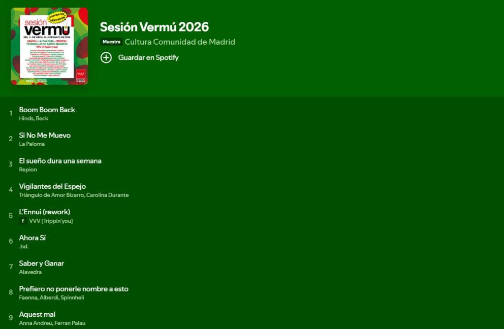 Captura playlist sesión vermú 2026