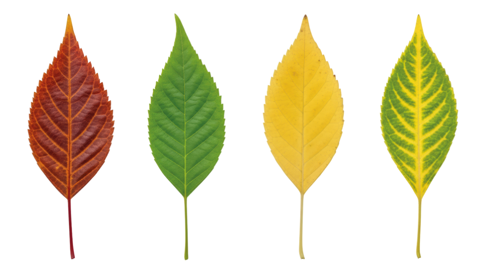 hojas de diferentes colores