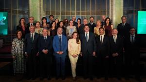 Fátima Matute y Miguel Ángel García en la toma de posesión de la nueva Junta de Gobierno del Colegio Oficial de Farmacéuticos de Madrid