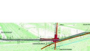 Esquema en planta de la conexión entre líneas