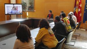  Díaz Ayuso en reunión telemática con Hospital Comunidad de Madrid en IFEMA