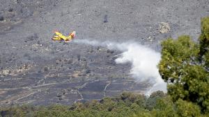 Avión extinguiendo el incendio