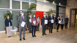 Enrique Ruiz Escudero durante la presentación del primer convenio colectivo aplicable a las fundaciones de investigación biomédica