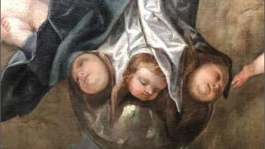 Detalle lienzo Inmaculada tras restauración