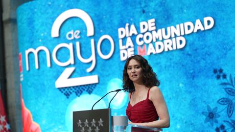 La presidenta Isabel Díaz Ayuso durante el acto institucional 
