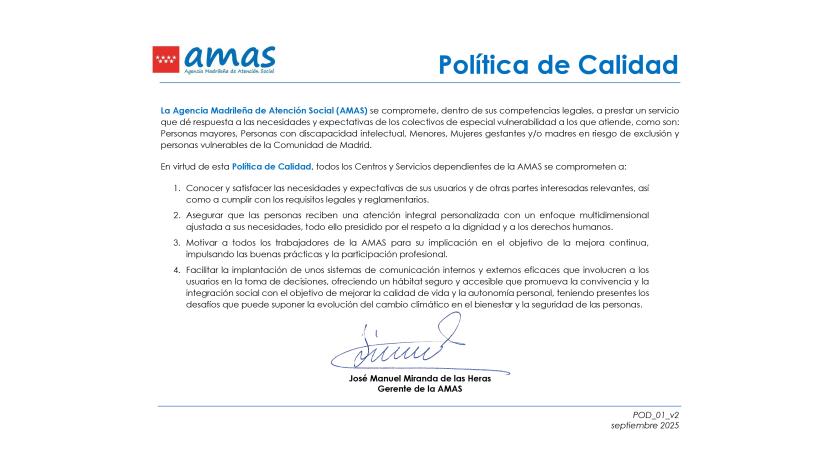 Política de calidad AMAS 2025