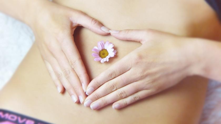 Imagen de un abdomen con una flor