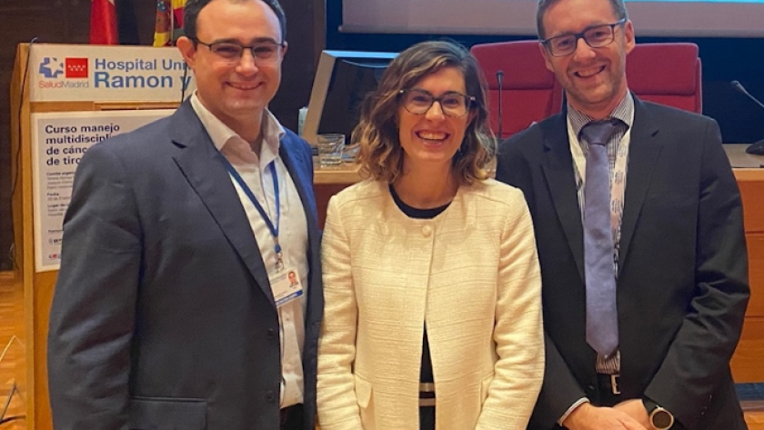 Izq a dcha: Dr Pablo Valderrábano Herrero; Dra Teresa Alonso Gordoa; Dr Joaquín Gómez Ramírez del Hospital Universitario Ramón y Cajal