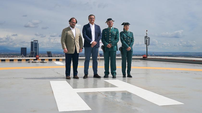 Jorge Rodrigo en el helipuerto de la Torre Picasso