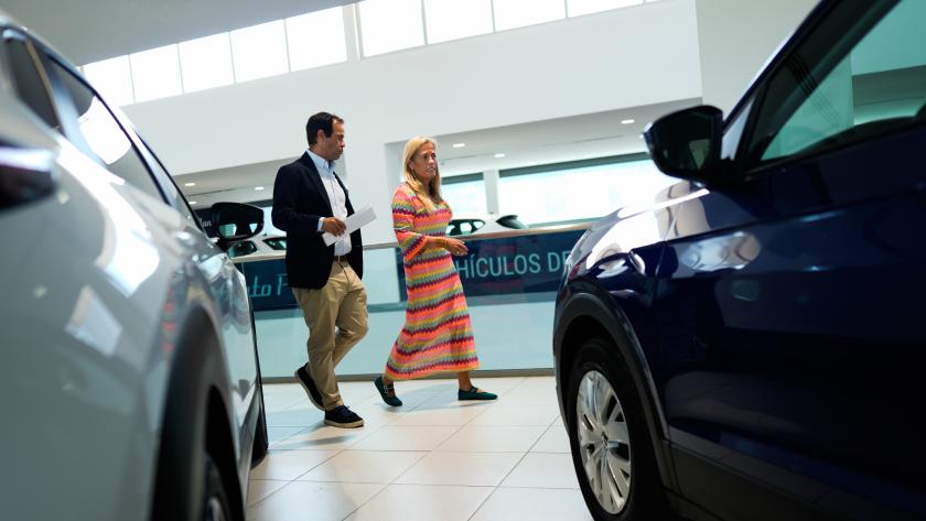 Rocío Albert durante su visita a la ciudad del automóvil de Leganés por su 35 aniversario