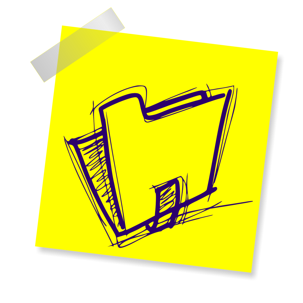 Post it con una carpeta dibujada en él