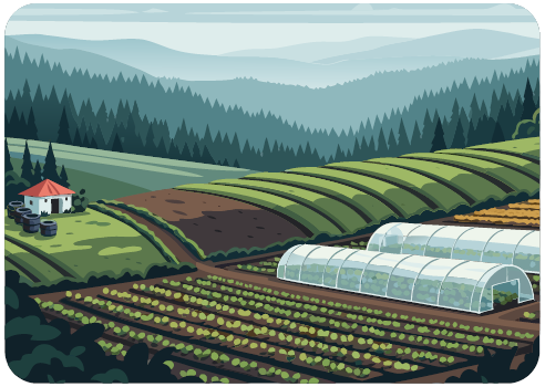 Ilustración de finca agraria