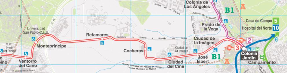 Planos de Metro Ligero y Tranvía Detalle del plano de Metro Ligero