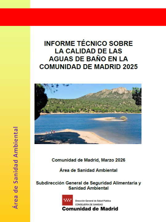 Portada del Informe técnico sobre la calidad de las aguas de las zonas de baño en la Comunidad de Madrid 2025