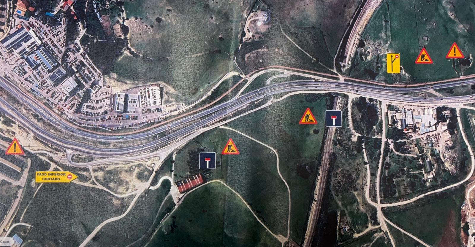 Plano de señalización del corte del acceso al paso inferior
