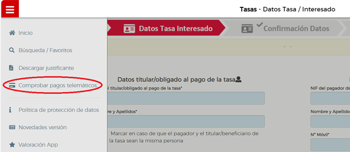 Descargar acuse pago tasas