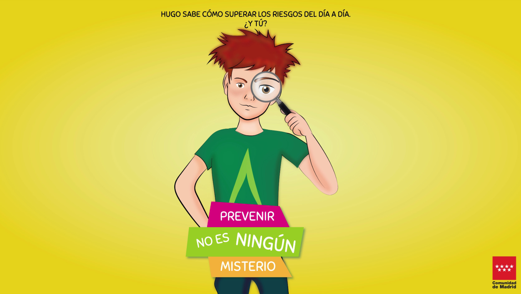 Portada del cómic: dibujo niño con lupa en el ojo