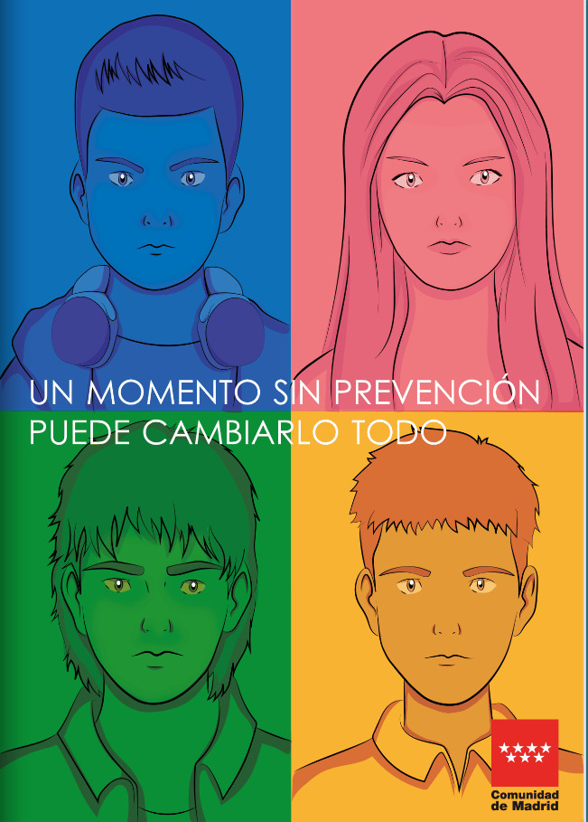 Cartel con dibujo de las caras de cuatro adolescentes