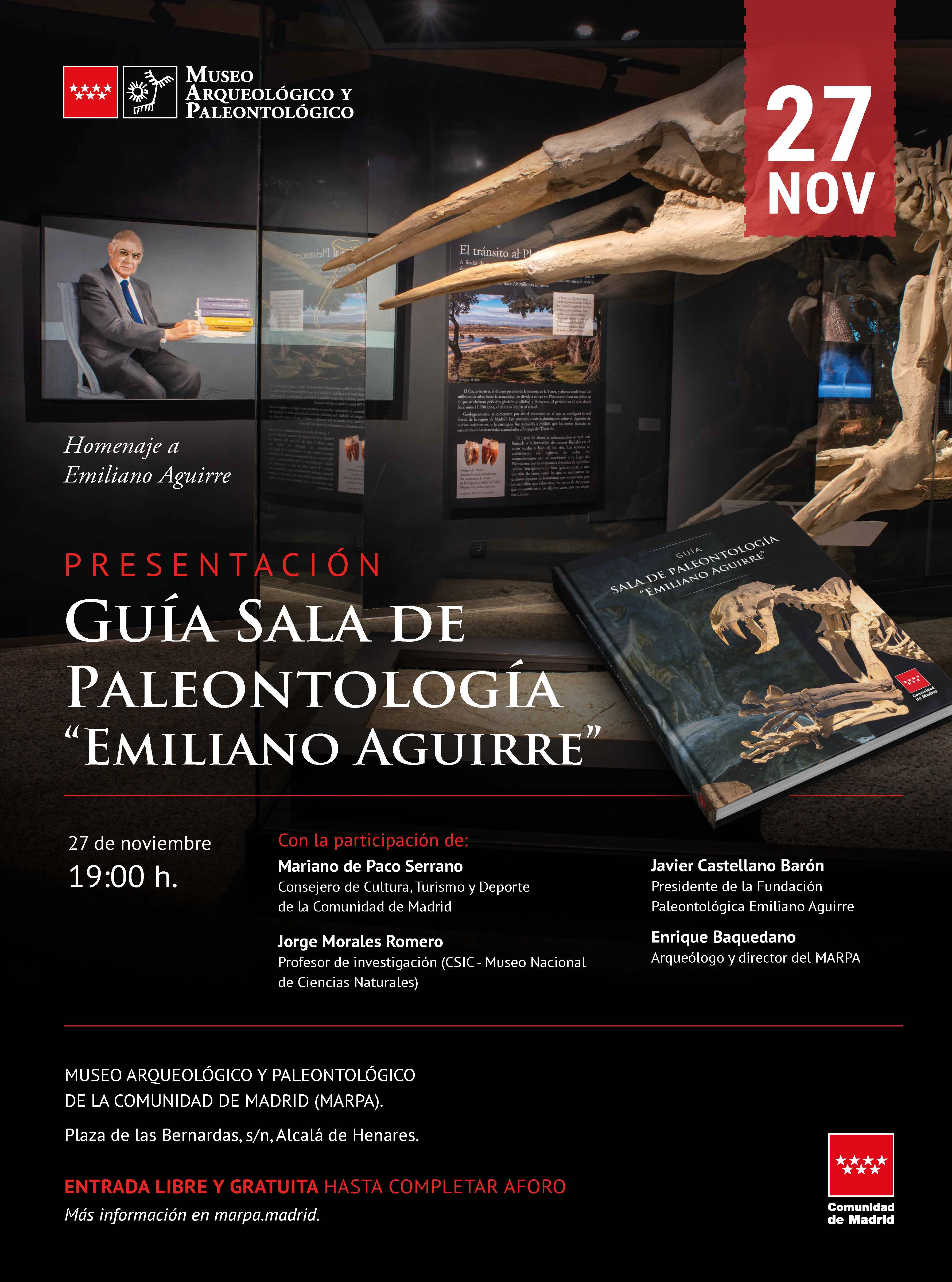 cartel presentación guía sala paleontología "Emiliano Aguirre"