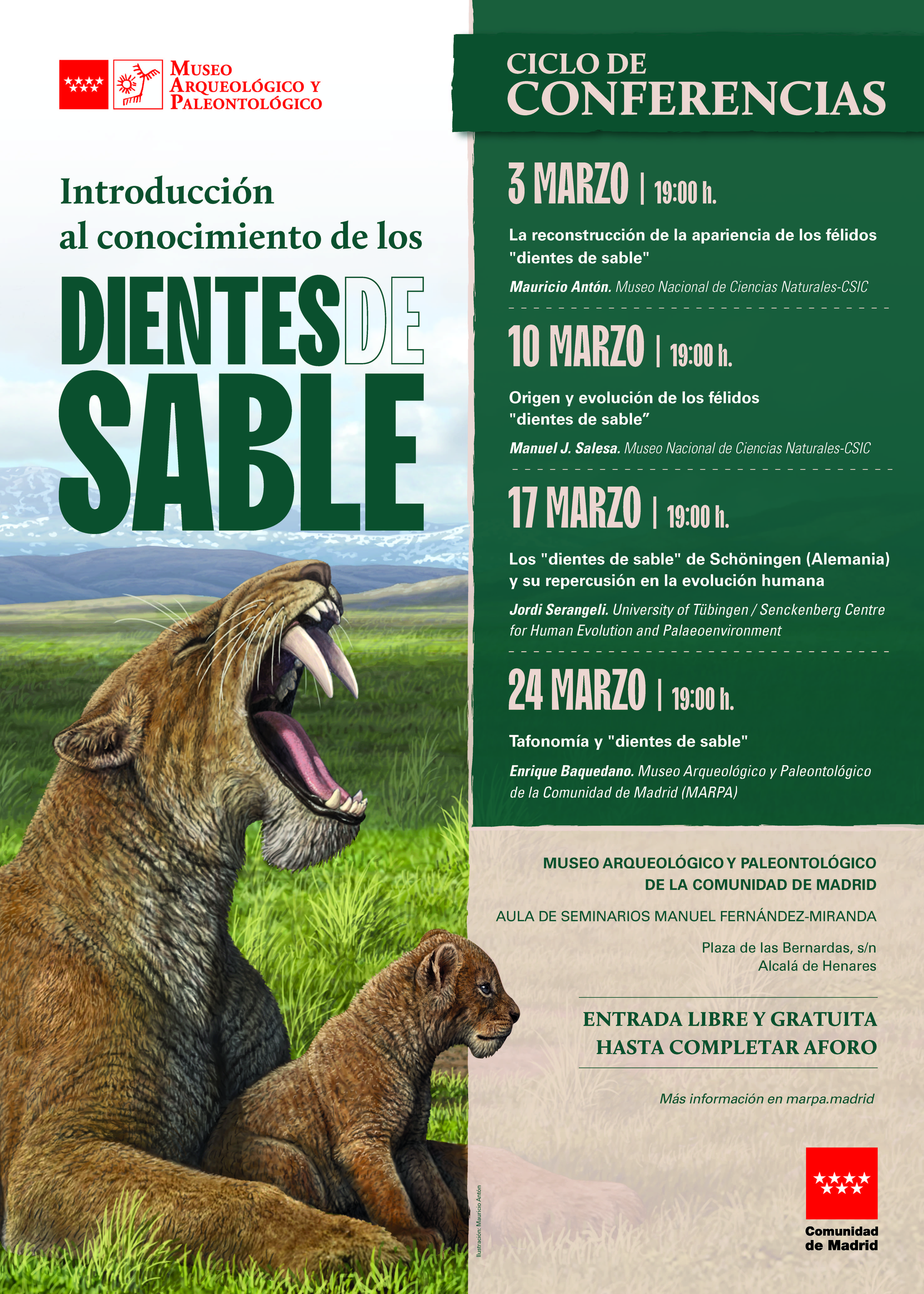 Cartel ciclo de conferencias Dientes de sable