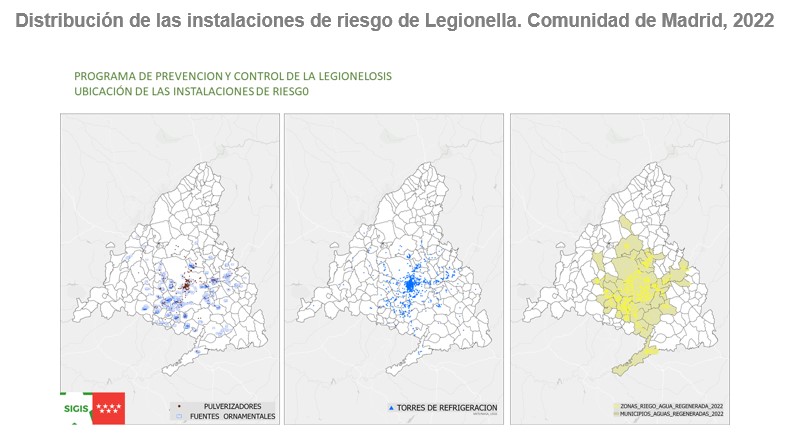 Distribución de las instalaciones de riesgo de Legionella