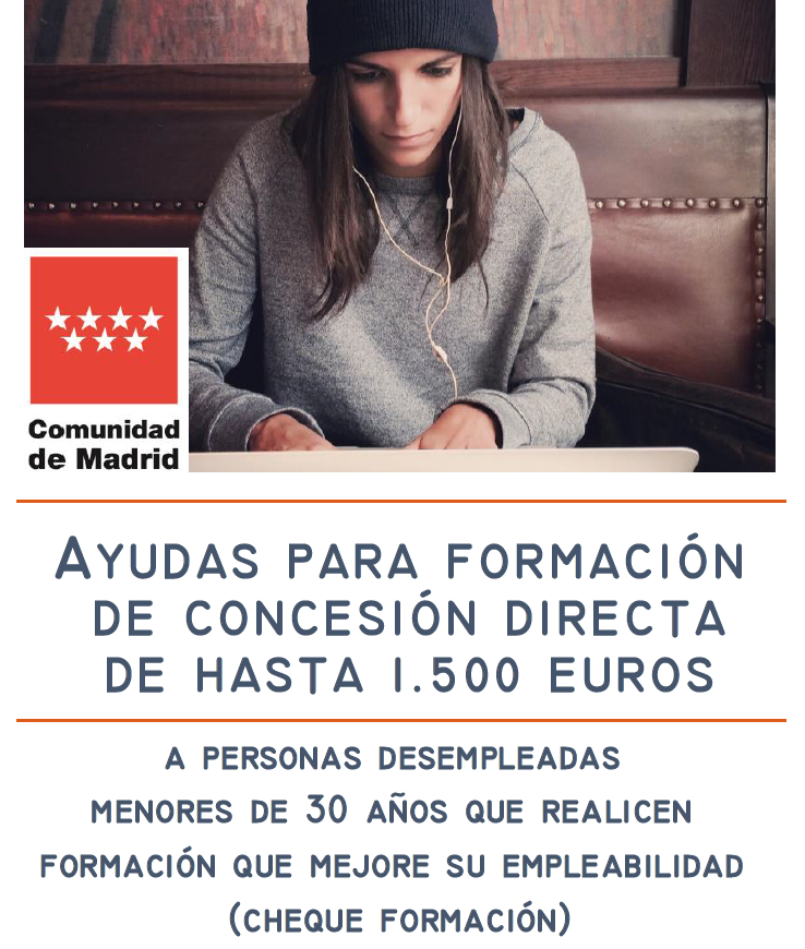Documento informativo Cheque Formación Foto Ayudas para formación menores 30 años