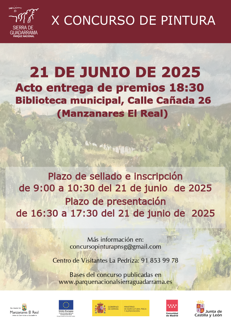 cartel del X concurso de pintura del Parque Nacional de la Sierra de Guadarrama