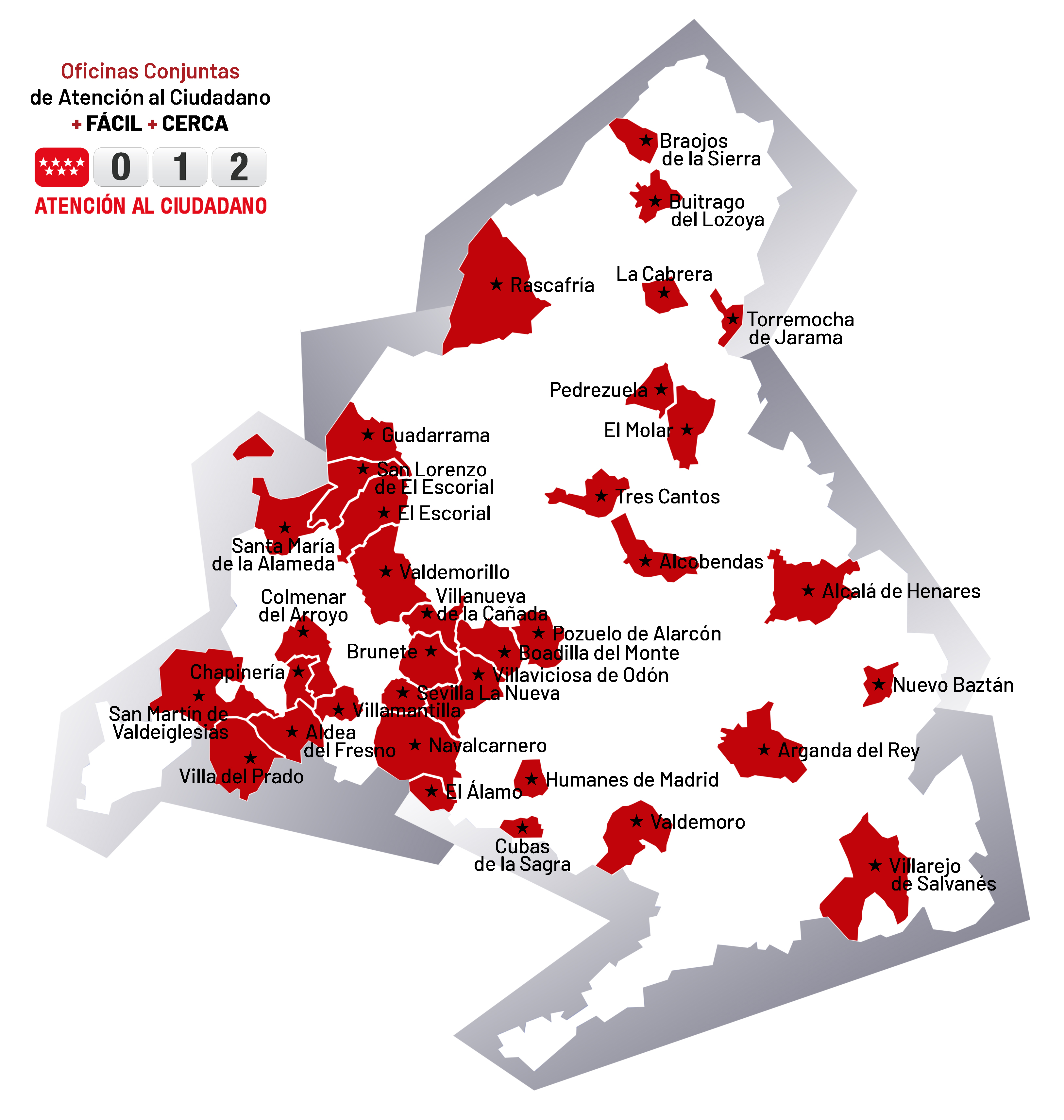 mapa oficinas conjuntas atención al ciudadano