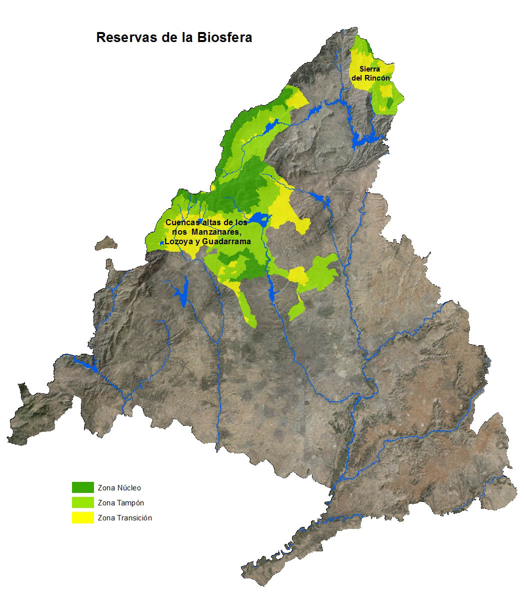 Reservas de la Biosfera de la Comunidad de Madrid. Mapa de localización