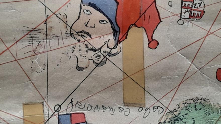 Detalle mapa Juan de la Cosa Detalle de un mapa ilustrado