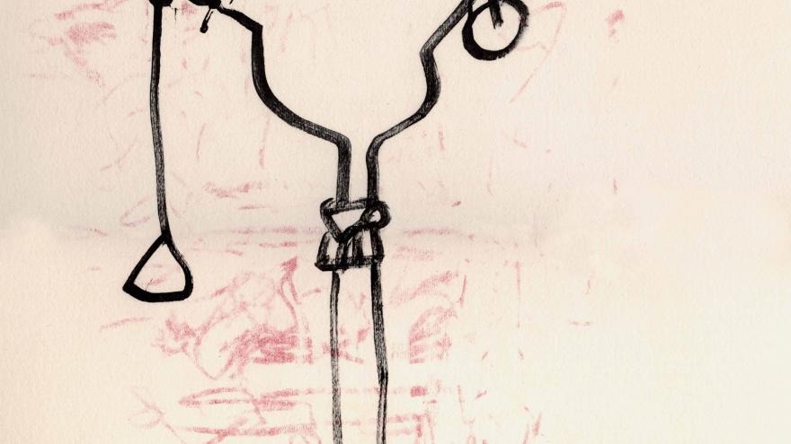 Dibujo esquemático y cubista de una espada
