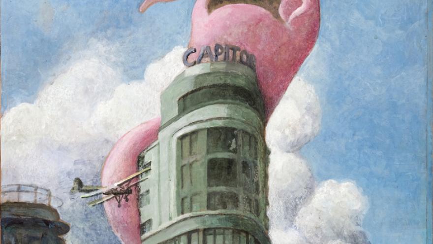 Monstruo sobre el edificio Capitol de Madrid