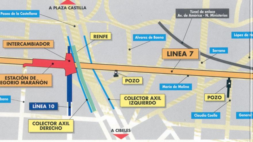 Plano de situación de las obras de prolongación de la Línea 7. Tramo: Avenida de América-Gregorio Marañón