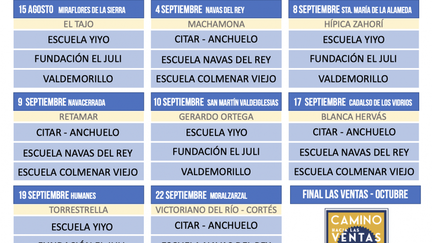 Calendario corridas 2023 Camino hacia las ventas