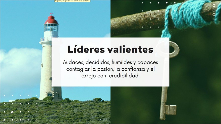 Montaje de dos fotos con mensaje: líderes valientes
