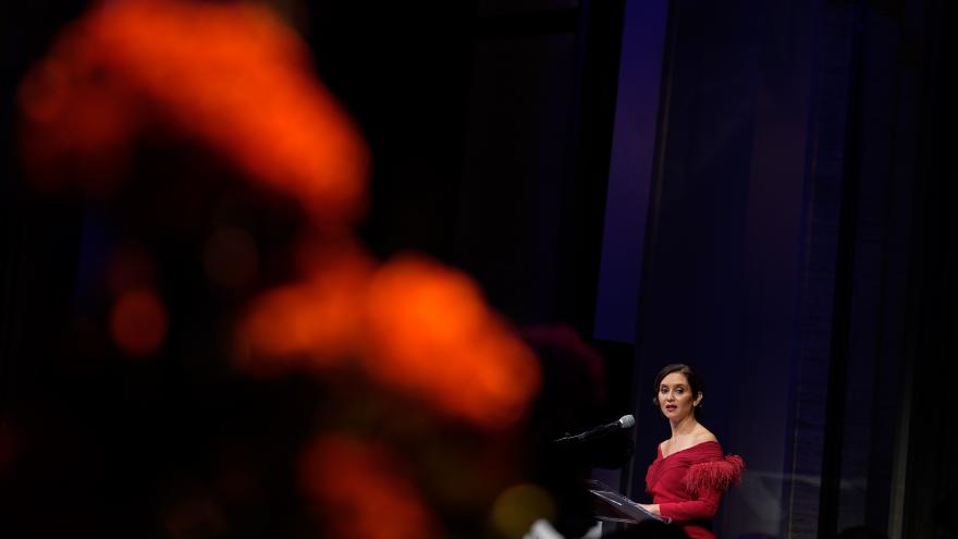 La presidenta durante su intervención en la gala