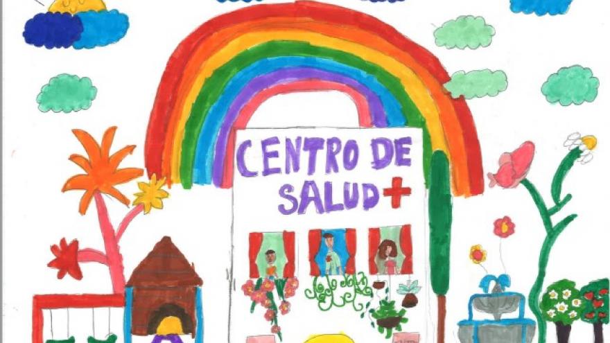 Dibujo de Julia González del CS Jazmín sobre un centro de salud