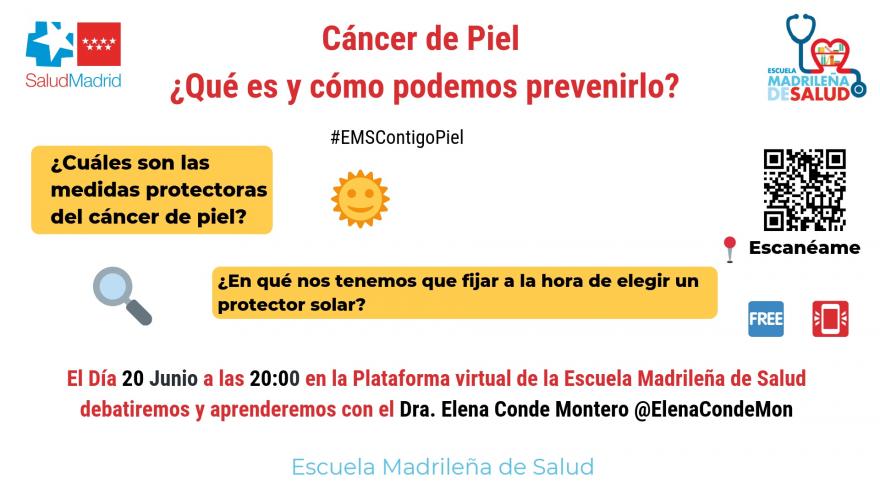 Folleto sobre sesión de Aula Virtual sobre cáncer de piel