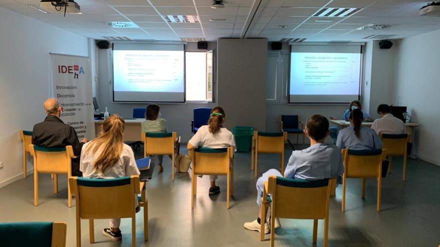 Aula con la disposición Covid 