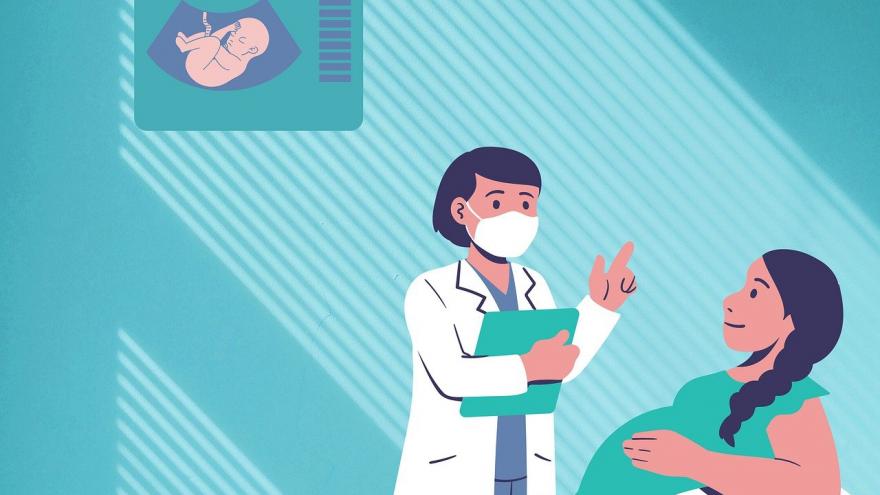 embarazo dibujo de mujer embarazada y médico