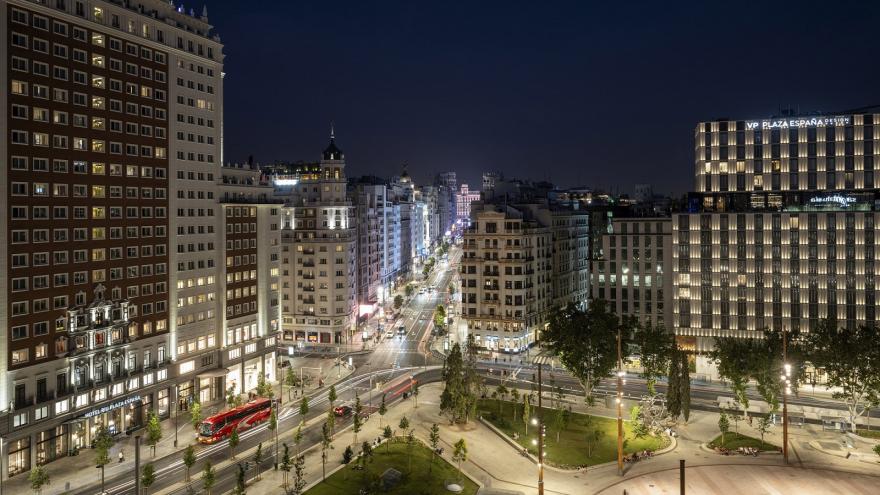 Vista urbana de Madrid, se aprecia la Plaza de España y la Gran Vía en una vista desde la Torre de Madrid