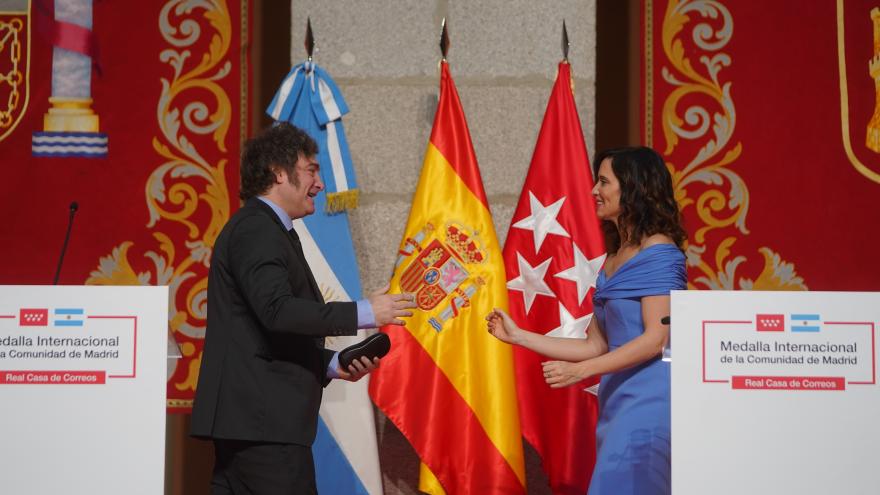 La presidenta Isabel Díaz Ayuso junto al presidente de Argentina Javier Milei