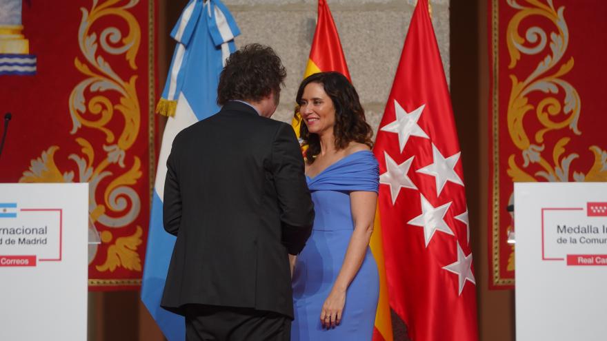 La presidenta Isabel Díaz Ayuso junto al presidente de Argentina Javier Milei