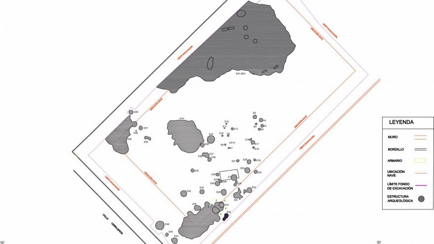 imagen del trazado sobre plano del yacimiento