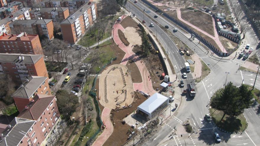 Vista aérea inicio de las obras de reurbanización de la estación La Almudena